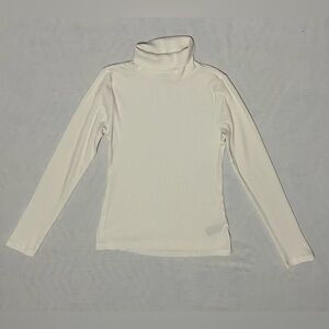 Old Navy Ivory Ribbed Turtleneck Top - Size Medium - Long Sleeve Slim Fit